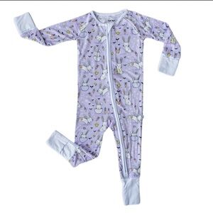 Little Sleepies Lavender Bunnies Bamboo Zippy Pajamas Size Newborn EUC